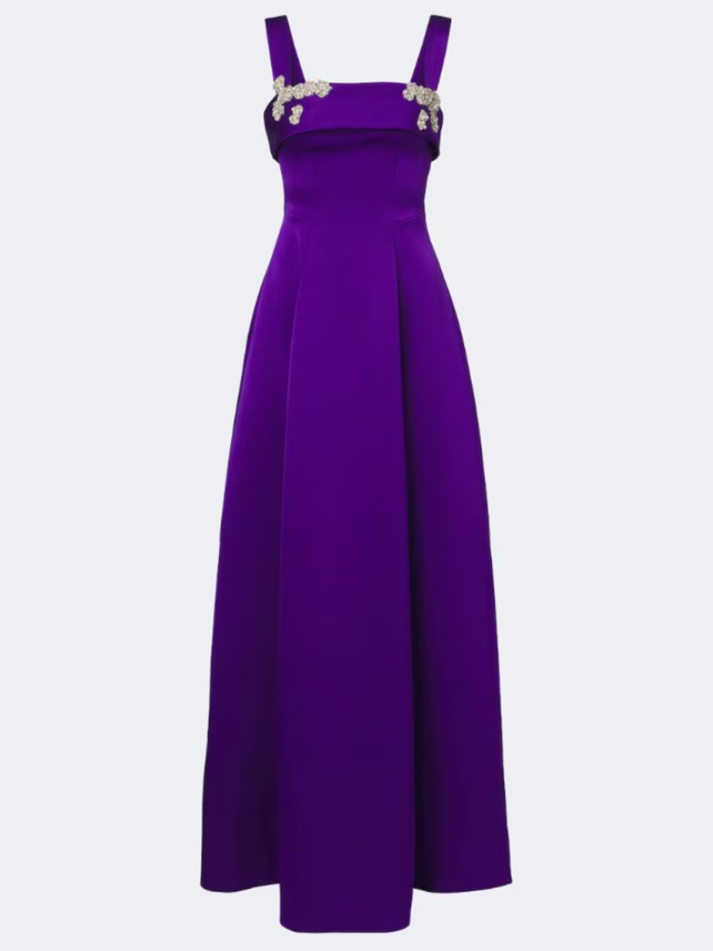 Rachel Gilbert Hallie Purple Crystal Embellished Satin Gown Maxi Dress NWOT